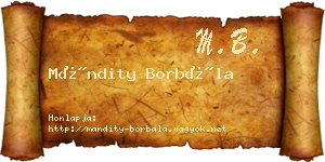 Mándity Borbála névjegykártya